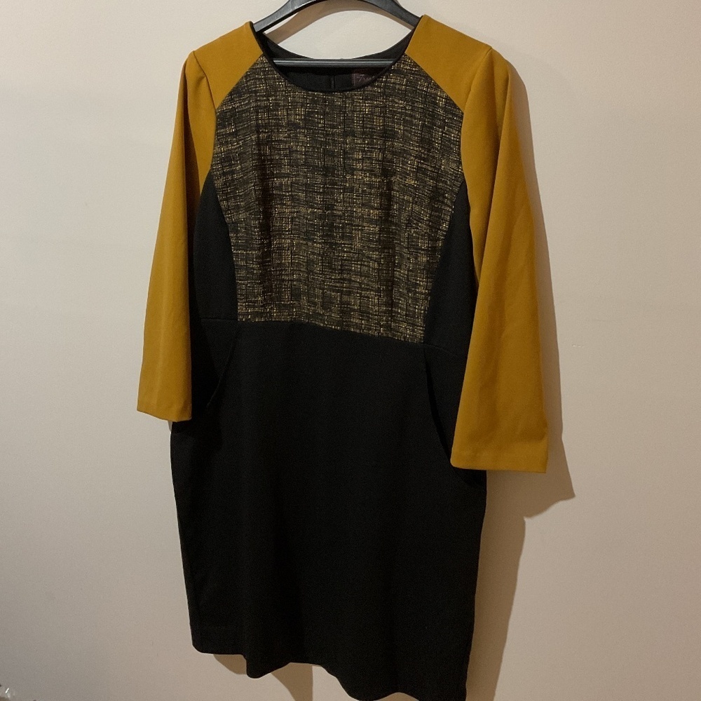 Trulli by Anthropologie Color Block Sheath Dress with Pockets Size 14
